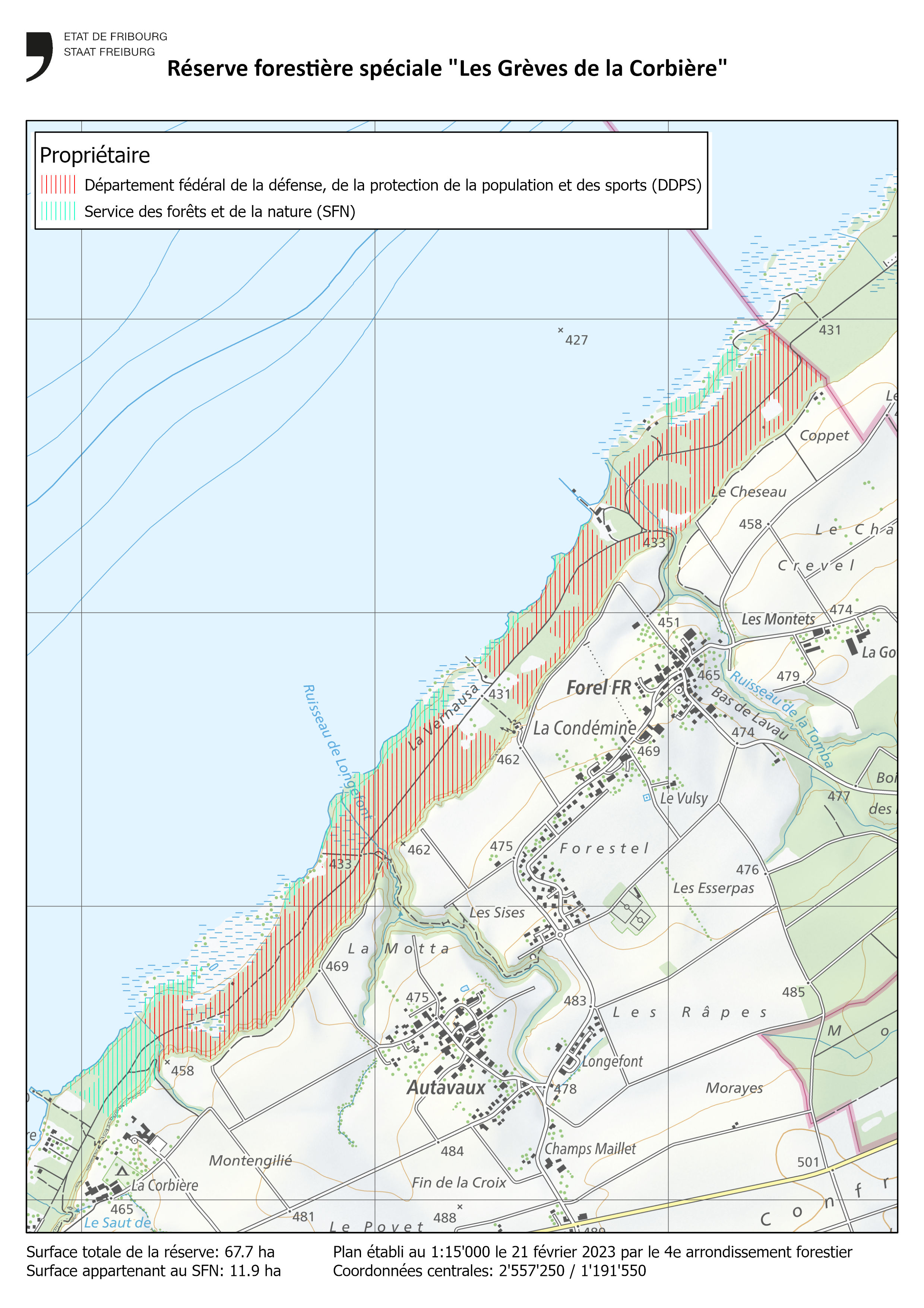 Réserve forestière spéciale Les Grèves de la Corbière – Plan du périmètre (art. 1)