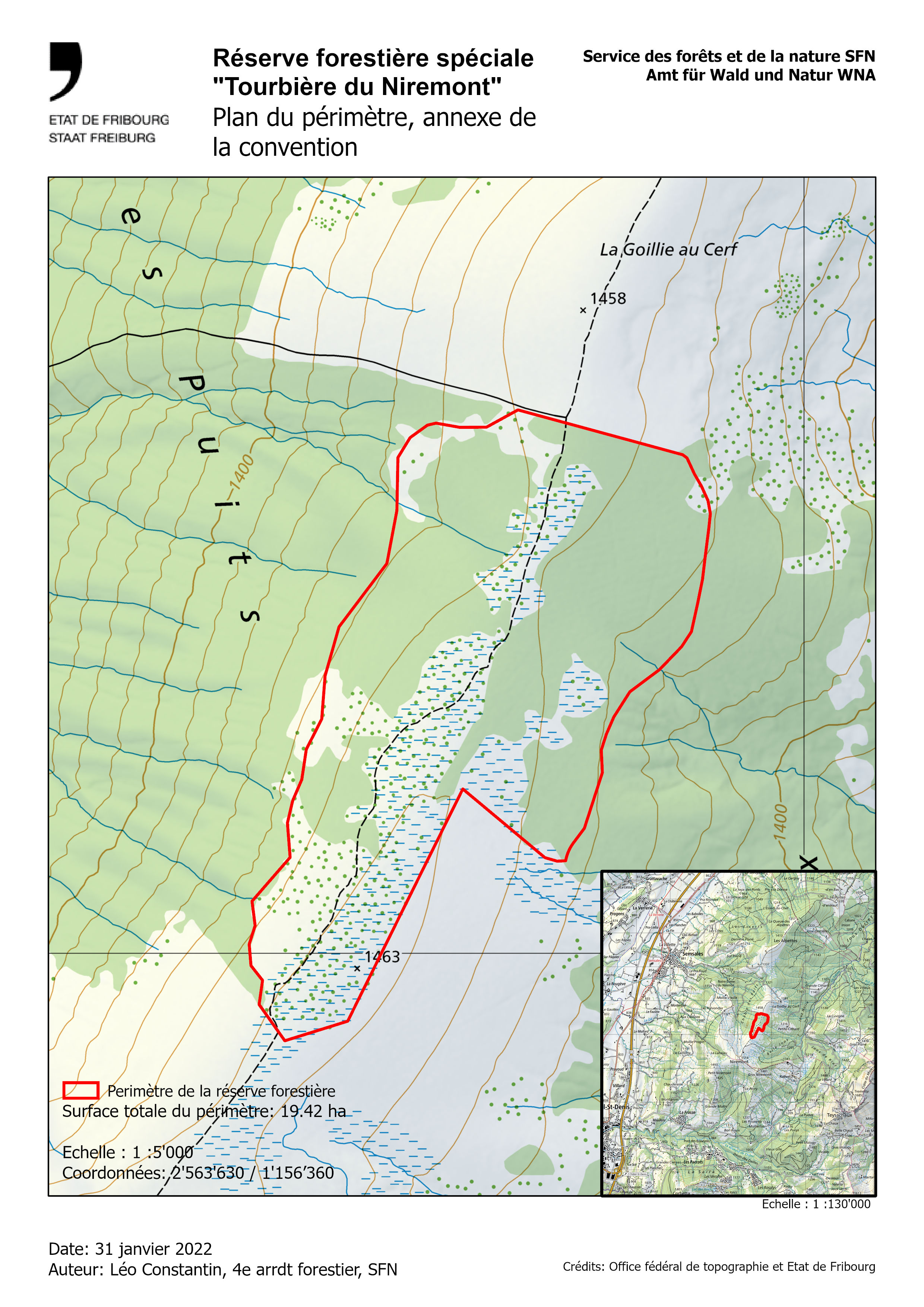 Réserve forestière spéciale Tourbière de Niremont – Plan du périmètre (art. 1)