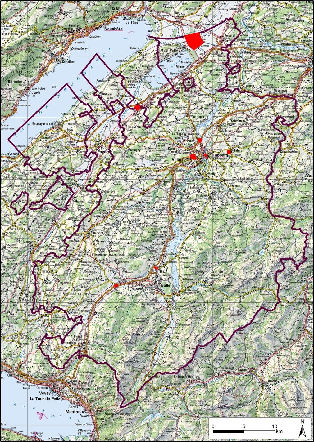 Karte des Kantons Freiburg